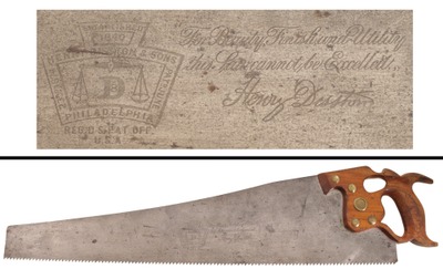 Henry Disston & Sons, Philadelphia, Pennsylvania, No. D-8: Extra Clean 26" 6 Point Rip Saw