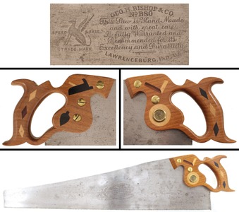 Geo. H. Bishop & Company, Lawrenceburg, No. B80: Extra Clean 12 Pt. Crusscut Saw
