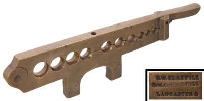 G.W. Glaspill, Lancaster, Ohio: Early Solid Brass Rein Rounder