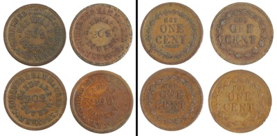 C. Tollner & Hammacher, New York, New York: Four "Not One Cent" Promotional Coins