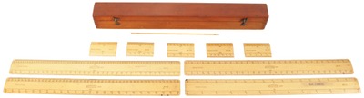 John Rabone & Sons, Birmingham, England: Cased Set Of Four Draughtsman's Rules