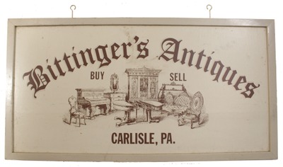 Bettinger's Antiques, Carlisle, Pennsylvania: Orig. Sign For Antique Store