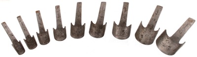 C.S. Osborne & Company, Newark, New Jersey: Superb Set Of Nine Strap End Punches