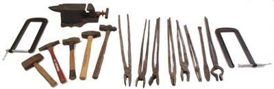 Assorted Makers: Lot Of Blacksmith Tongs & Hammers