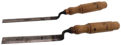 Buck Brothers, Millbury, Massachusetts: Two Later Type Crank Neck Paring Chisels