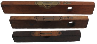 Davis Level & Tool Company, Springfield, Massachusetts: Three Early Rosewood & Mahogany Levels