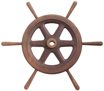 Unmarked, No. E1002: Early Cast Iron Ship's Steering Whee