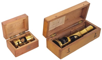 Unmarked: Two Small Size Brass Microscopes