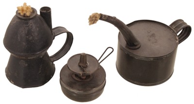 Assorted Makers: Three Early Type Oil Lamp