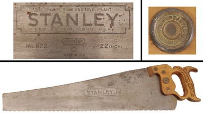 Stanley Rule & Level, No. 820: Rare Stanley 22" 9 Pt. Crosscut Saw