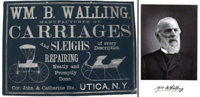William B. Walling, Utica, New York: Original Painted Tin Sign For Carriage Mf