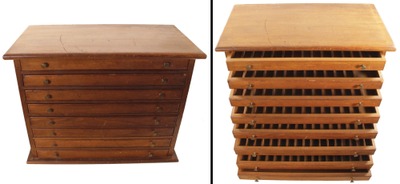 Unmarked: Spectacular Cherry Wood Carver's Tool Chest