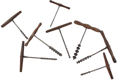 Assorted Makers: Lot Of Eight Early "T" Handle Auger Bit