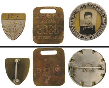 Assorted Makers: Lot Of Three Factory Id Badges