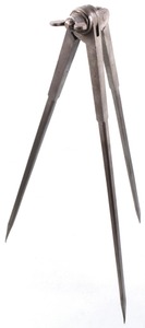 Unmarked: Pair Of Three Legged Iron Dividers