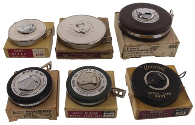Lufkin Rule Company, Saginaw, Michigan: Six Original Box Tape Measures