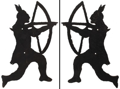 Unmarked: Forged Iron Indian With Bow Wall Display