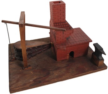 Unmarked: Wooden Model Of Blacksmith's Shop
