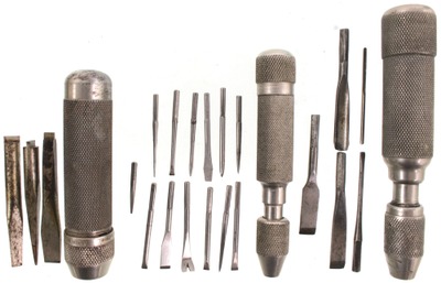Assorted Makers: Three Knurled Steel Tool Handles
