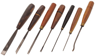 Assorted Makers: Seven Ornate Hdl. Carving Tools