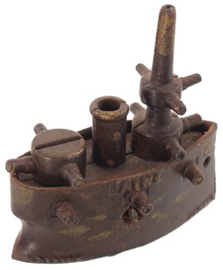 J. & E. Stevens & Company, Cromwell, Connecticut: Rare "Battleship Maine" 0still Bank