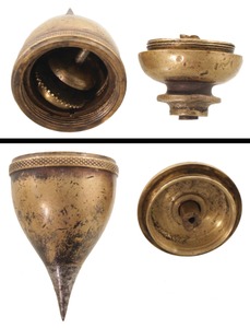 Unmarked: Unus. Internal Reel Brass Plumb Bob