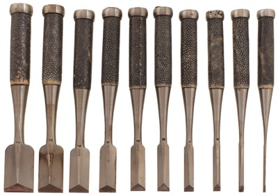 Unmarked: Superb Set Of 10 Japanese Chisels