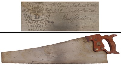 Henry Disston & Sons, Philadelphia, Pennsylvania, No. D-8: Extra Clean 8 Pt. 26" Crosscut Saw