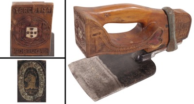 Hale Brothers, Moorfield Works, Sheffield, England: Carved Presentation "Stirrup" Adze