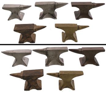 Assorted Makers: Lot Of Five Small Size Brass Anvils