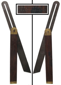 S.A. Jones & Company, Hartford, Connecticut: Massive Rosewood & Brass "T" Bevel