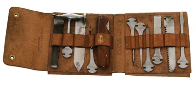 A.W. Flint & Company, Sheffield, England: Leather Cased Knife Type Tool Handle
