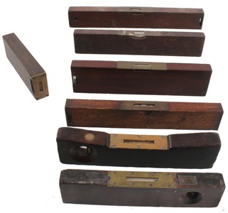 Assorted Makers: Seven Small Size Mahogany Levels