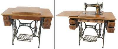 Singer & Company, New York, New York: Early Oak Cabinet Sewing Machine