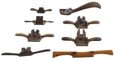 Unmarked: Six Brass Pattern Mkrs. Spoke Shaves