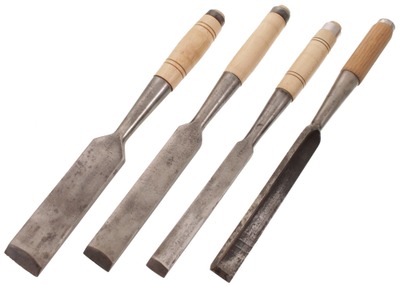 T.H. Witherby, Winsted, Connecticut: Stepped Set Of Three Timber Framing Chisels