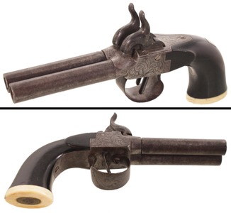 Unmarked: Double Barrel Hammer Type Pistol