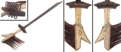 Unmarked: Ornate Whalebone Hdl "Klewang" Sword