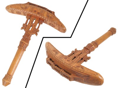 Unmarked: Fancy Hand Carved Wooden Mallet