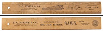 E.C. Atkins & Company, Indianapolis, Indiana: Rare Maple Body Advertising Rule