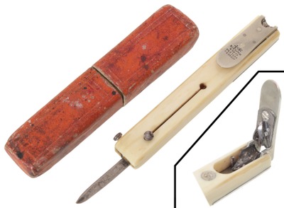 Rodgers, Cutlers to Her Majesty, Sheffield, England: Rare 19th C. Bone & Ger Silver Quill Knife
