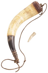 Unmarked: Fancy Bone & Horn 19th C. Powder Horn