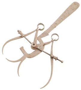 Unmarked: Unus. Decorated Hdl. Double Caliper