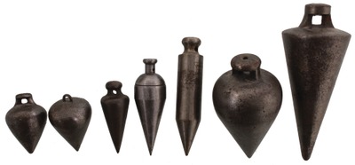 Assorted Makers: Seven Interesting Iron Plumb Bobs