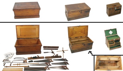 Assorted Makers: Lot Of Three Early Tool Chests