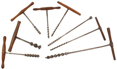 Assorted Makers: Lot Of Eight Early "T" Handle Auger Bit