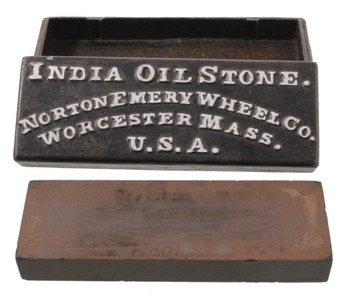 Norton Emery Wheel Company, Worcester, Massachusetts: Orig. Cast Iron Holder For Oilstone