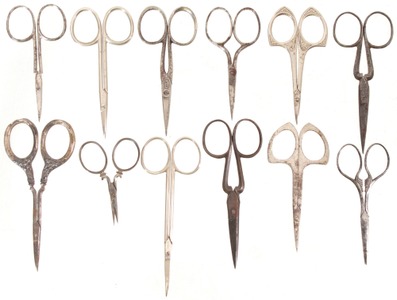 Assorted Makers: Lot Of Early Type Sewing Shears