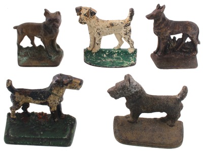 Assorted Makers: Five Cast Iron Dog Theme Door Stops