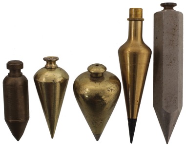 Unmarked: Five Clean Brass Plumb Bobs